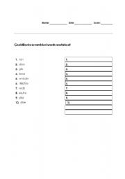 English Worksheet: Scrambled words Goldilocks