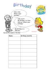 English Worksheet: birthday