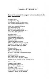 English Worksheet: Beyonce - If I were a boy 