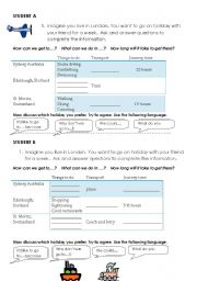 English Worksheet: Information Gap Speaking Activity.  Travel Arrangements.