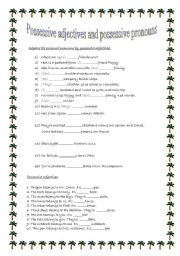 English Worksheet: possessive adjectives and possesive pronouns