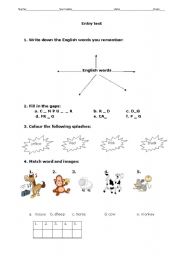 English worksheet: Entry test