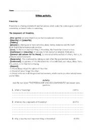 English worksheet: THE FRIENDSHIP