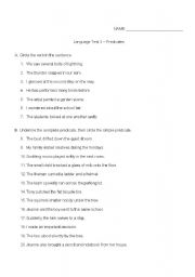 English Worksheet: predicates