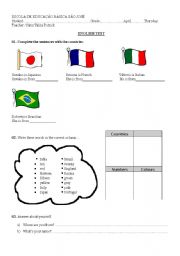 English worksheet: COUNTRIES