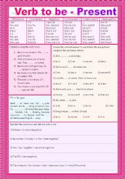 English Worksheet: Verb to be - Present