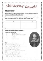 English Worksheet: Shakespeares Sonnets