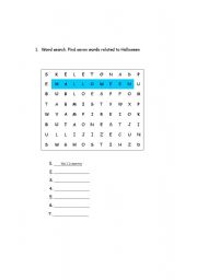 English worksheet: halloween wordsearch