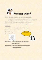 English worksheet: REPORTED SPEECH