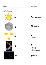 English Worksheet: Solar system matching EASY