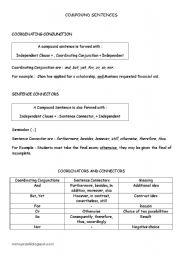 English Worksheet: compound sentences