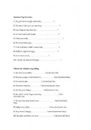 English Worksheet: Question tag - exercises
