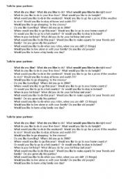 English Worksheet: Like vs Would Like conversation practice