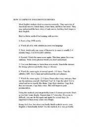 English Worksheet: HOW TO IMPROVE ENGLISH WITH MOVIES