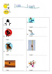English worksheet: can / cant