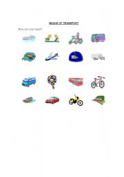 English Worksheet: means of transport