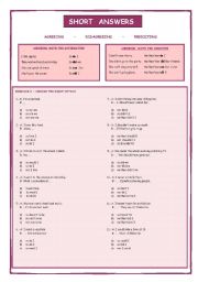 English Worksheet: Short Answers 