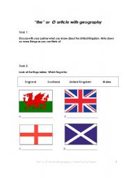 English Worksheet: the or   article with geography