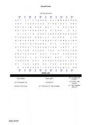 English Worksheet: Direction Wordsearch