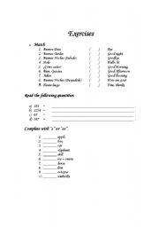 English Worksheet: Greetings, Numbers, A / An, Days of the Week, Seasons, Months of the year, Colors. 