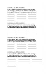 English worksheet: circle the numbers