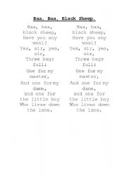 English Worksheet: nursery rhymes