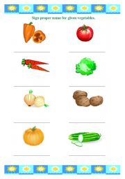 English worksheet: Vegetables