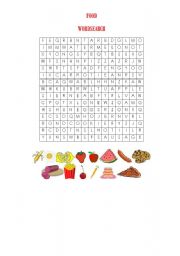 English Worksheet: Food Wordsearch