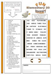 English Worksheet: Fun Sheet Elementary 20