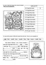 English Worksheet: BODY PARTS - HAVE / HAS GOT