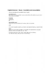 English Worksheet: countable and uncountable