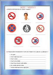 English Worksheet: MUST / MUSTNT