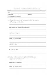 English Worksheet: Grammar test