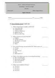 English worksheet: a test