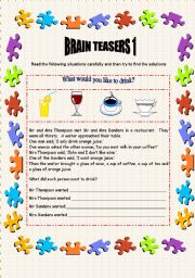 Brain Teasers 1 - 2 pages + key