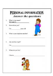 English worksheet: personal information 