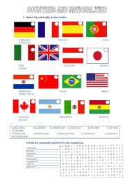 English Worksheet: Countries and nationalities