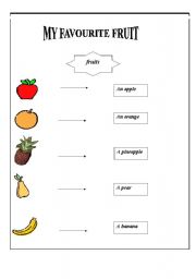 English worksheet: fruits