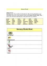 English worksheet: Sensory Words