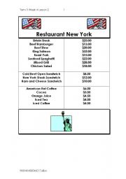 English worksheet: Restaurant Menu