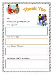 English Worksheet: A Thank You Template