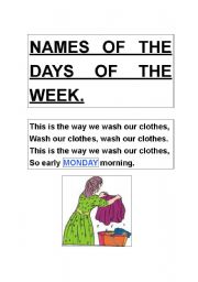 English worksheet: Names of the days of the week