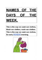 English Worksheet: Names of the days of the week