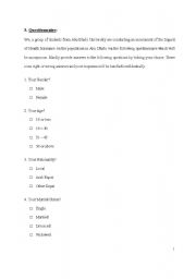 English worksheet: . Questionnaire