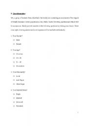 English Worksheet: . Questionnaire