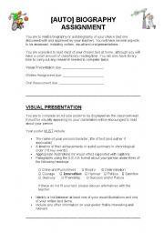 English Worksheet: Autobiography Assignment