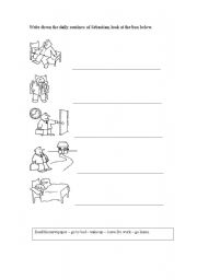 English Worksheet: daily routines of  Sebastian 