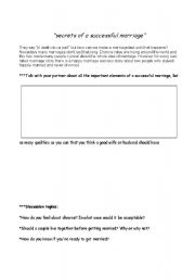 English Worksheet: Secrets of a successful marriage 
