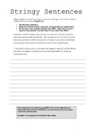 English worksheet: Stringy Sentences Worksheet