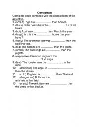 English Worksheet: Comparison (Comparative and Superative degrees)